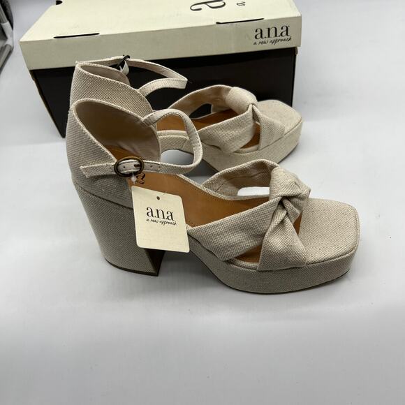 a.n.a Womens Holland Heeled Sandals Cream Natural Platform Size 8M - Picture 7 of 8